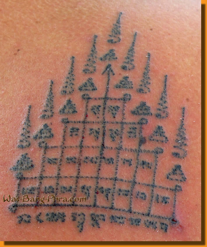 The Yantra Tattoo Gao Yord, etched by Luang Pi Nunn Sak Yant