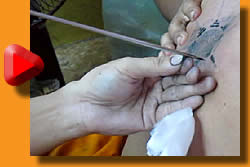 The Paed Tidt Tattoo a magic Yantra Sak Yant Tattoo from monk Luang Pi Nunn from Wat Bang Phra