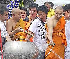 Blessing of the monks with holy water